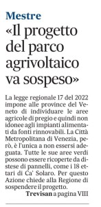 2024-08-23 Gazzettino Parco agrifotovoltaico perchè no front