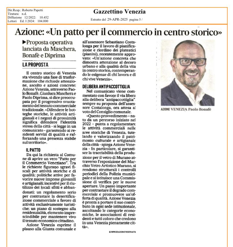 2025-04-29 Azione un nuovo patto per il commercio in centro storico