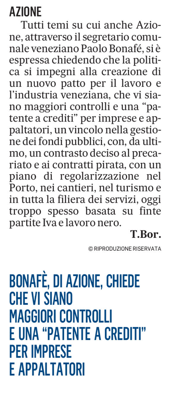 2025-05-03 Crisi occupazionale a Venezia - servono risposte immediate e una visione di lungo periodo Venezia