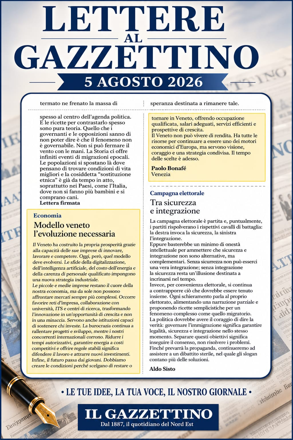 lettera al giornale 05/08/2026